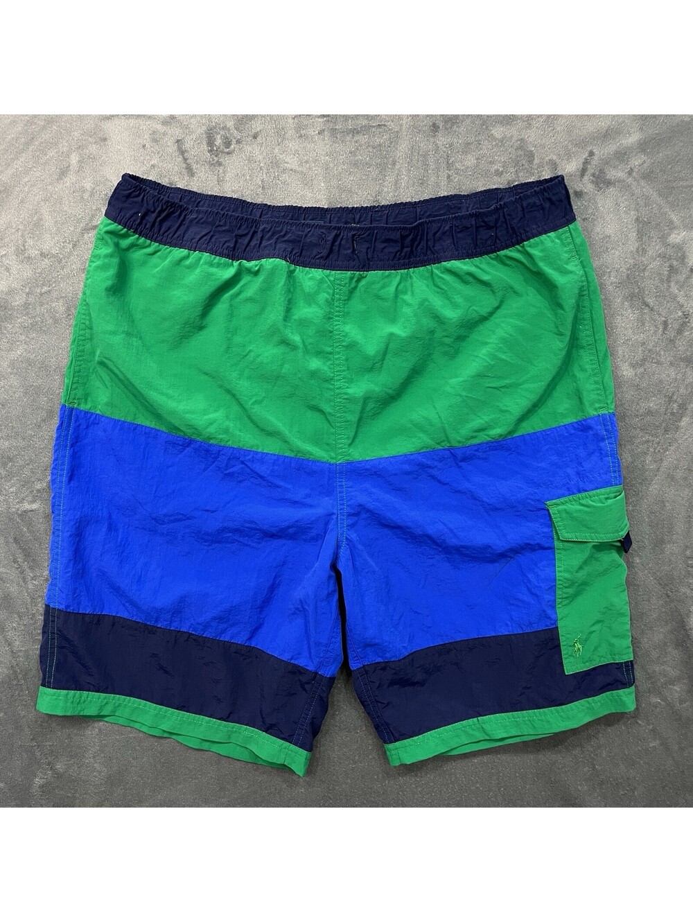 Polo Ralph Lauren - Vintage 90s Swim Trunks/Shorts Men's L Green Blue Mesh Lined